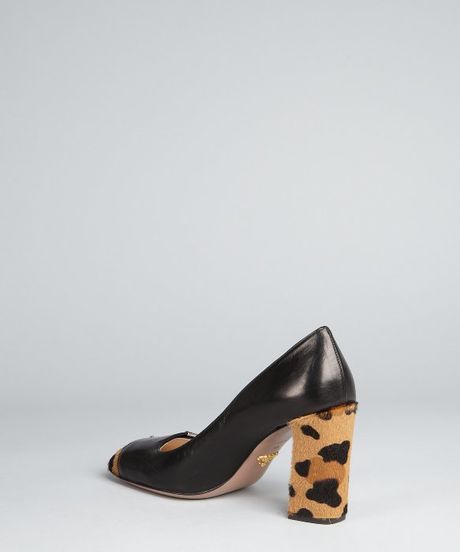 leopard print pumps block heel