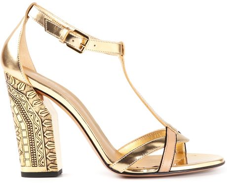 yellow gold heeled sandals