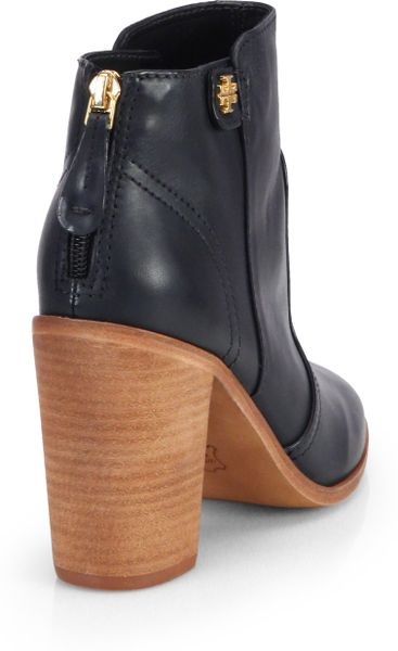 tory burch black leather ankle boots