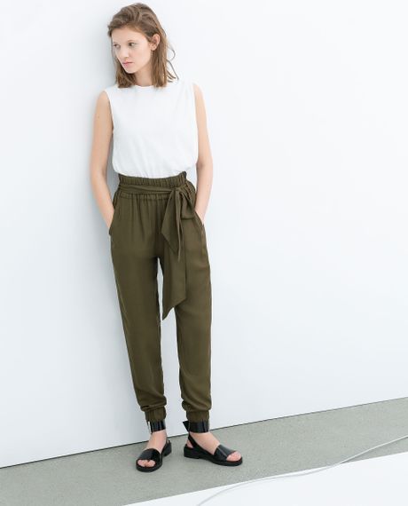 zara trousers with belt