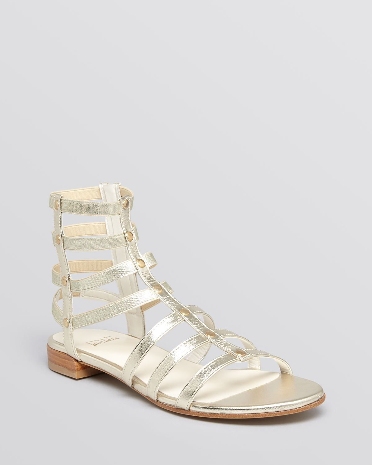 ... Weitzman Flat Gladiator Sandals - Caesar in Gold (Cava Gold) | Lyst
