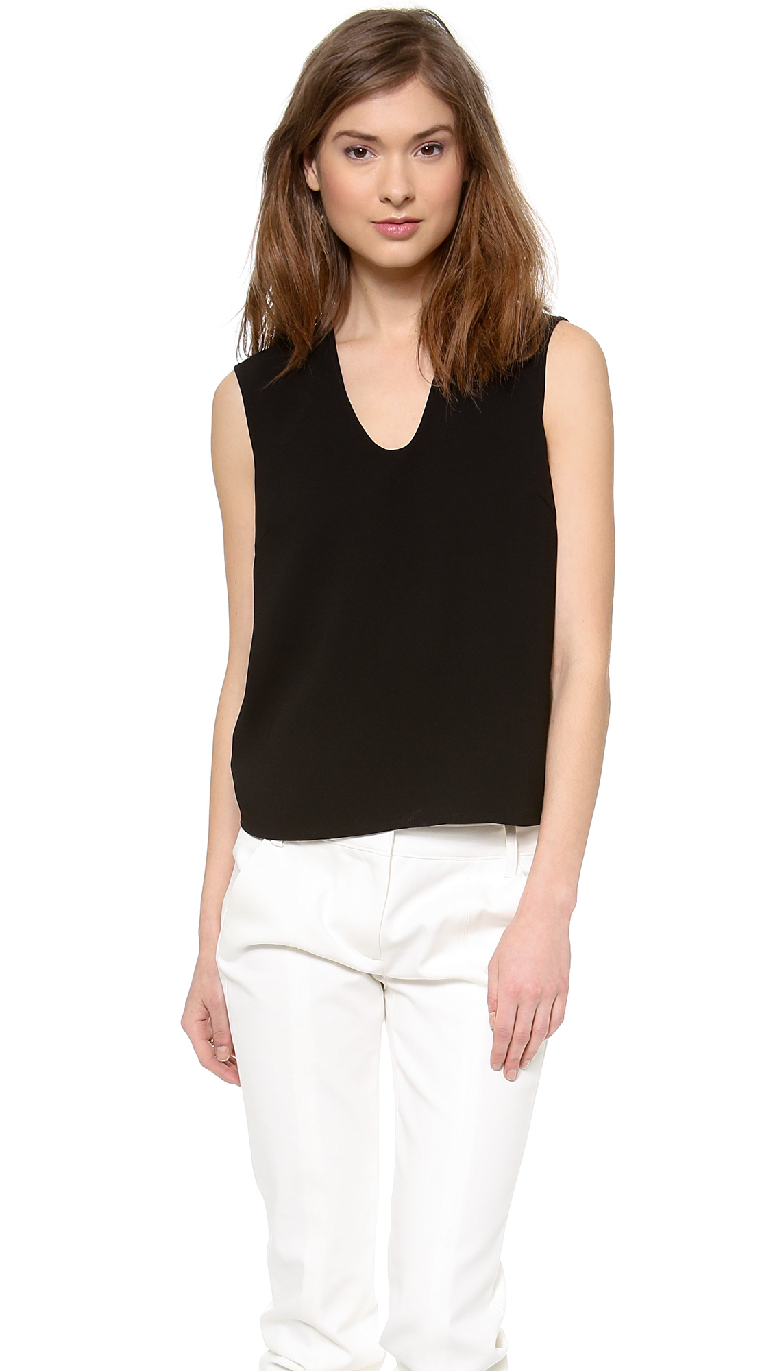 Tibi Fringe Open Back Sleeveless Top in Black | Lyst