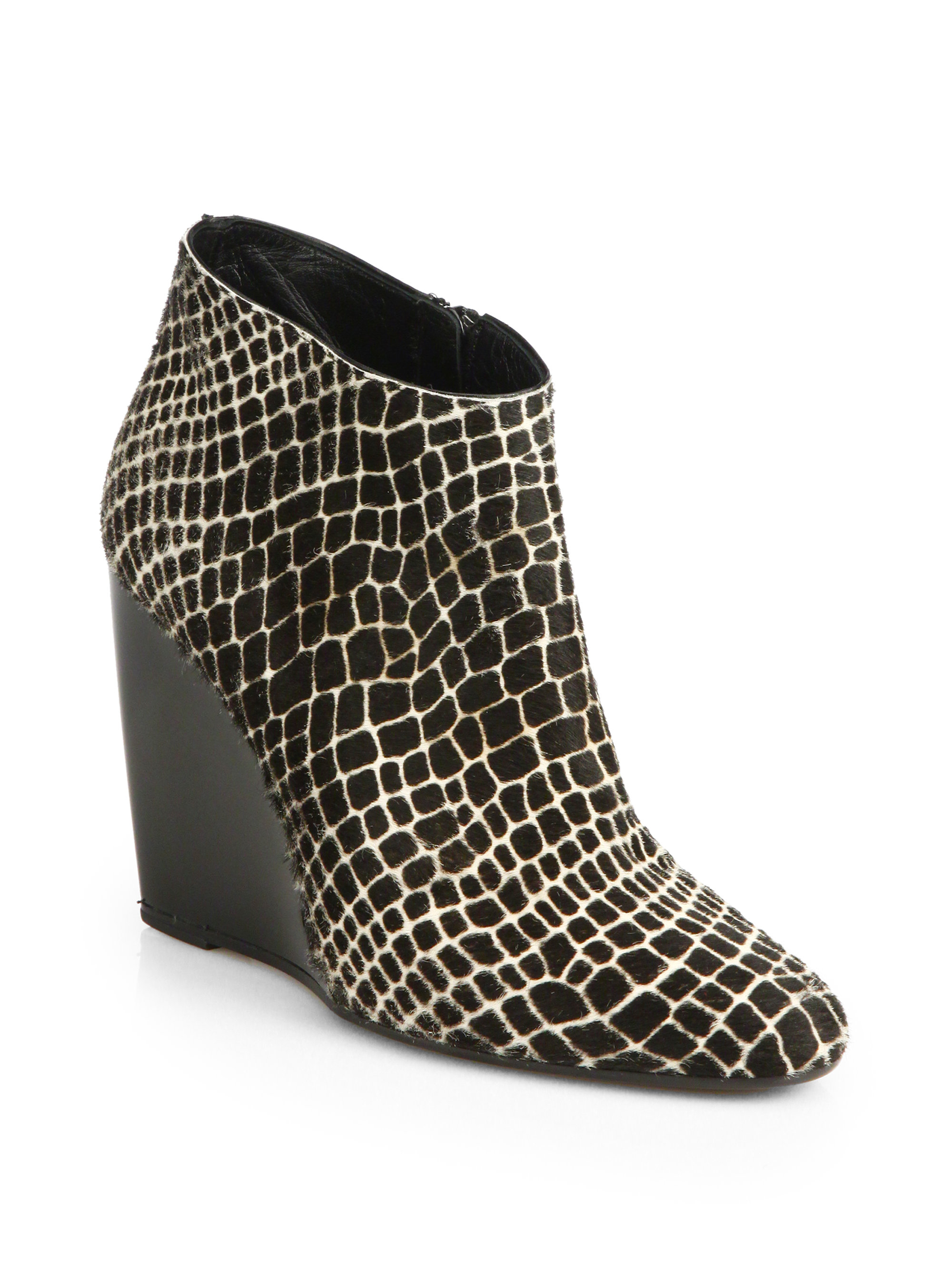 Pierre Hardy Animal-Print Calf Hair Wedge Ankle Boots in Black (BLACK ...