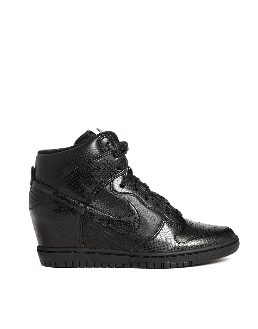 Nike Dunk Sky Hi Black Snake Effect Wedge Trainers in Black | Lyst