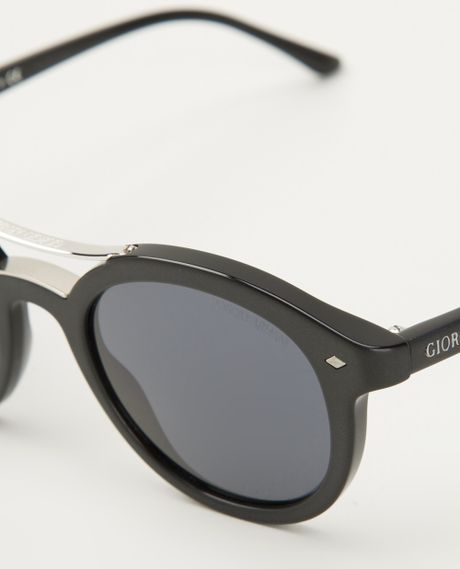 Giorgio Armani Round Frame Sunglasses in Black for Men Lyst