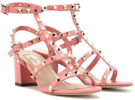 Valentino Rockstud Leather Sandals in Pink (rose) | Lyst