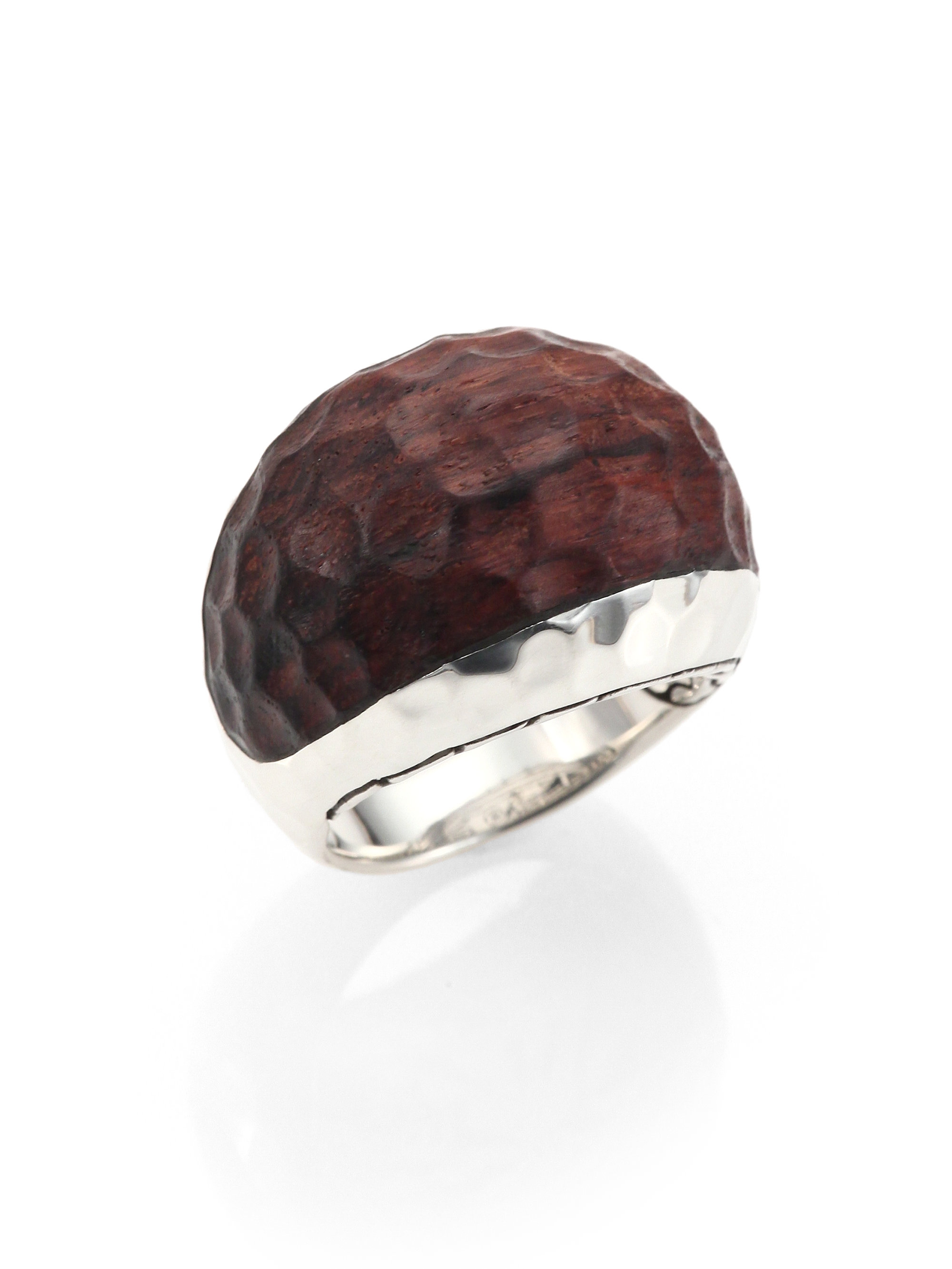 John Hardy Palu Rose Wood  Sterling Silver Small Dome Ring in Brown