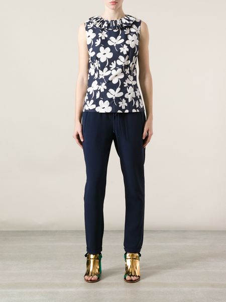 Marni Floral Print Top in Blue | Lyst