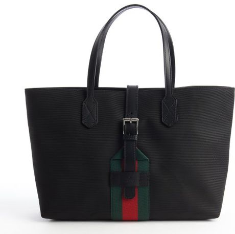 Gucci Black Canvas and Leather Techno Tote Bag in Black | Lyst