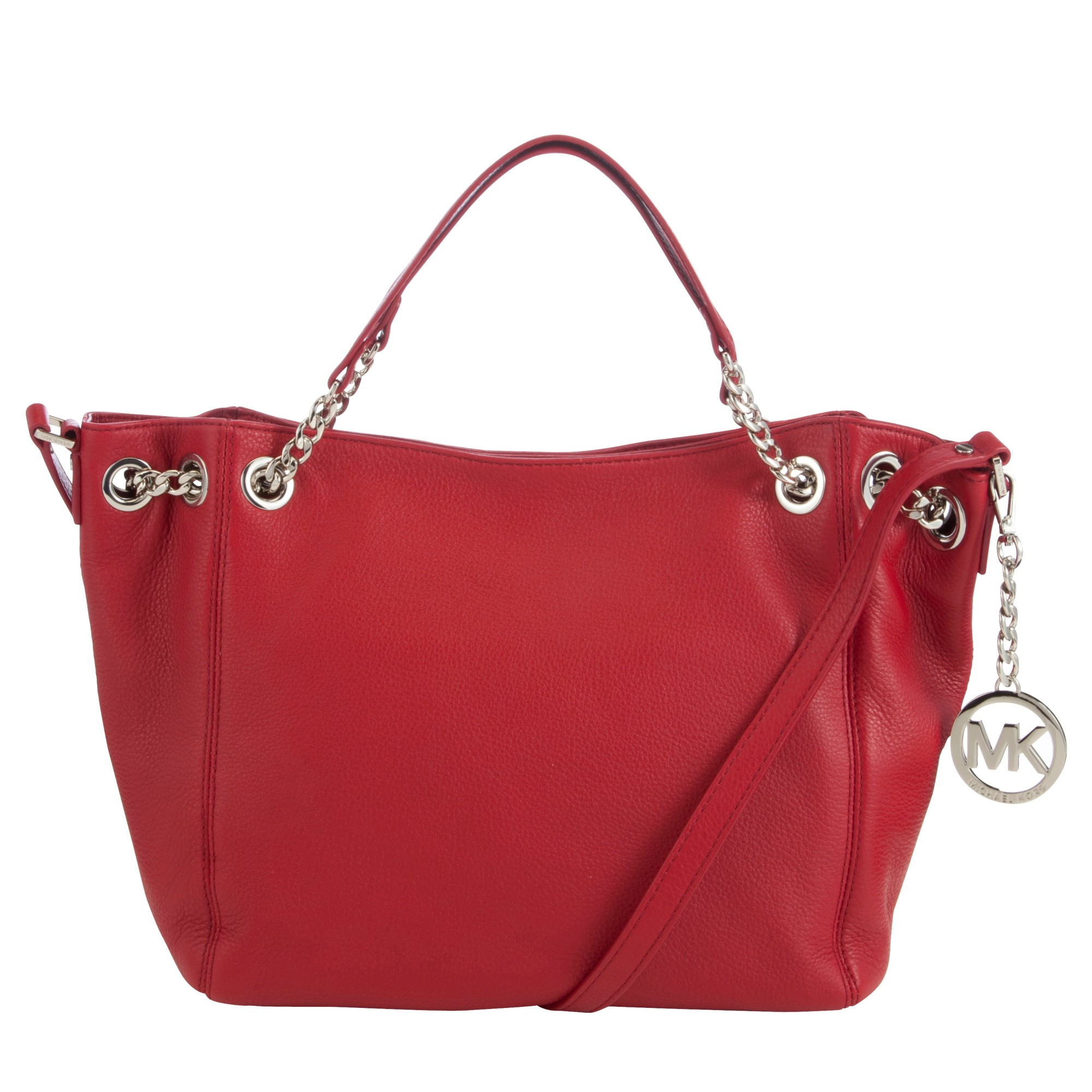 Michael Kors Jet Set Chain Leather Tote Bag in Red (Scarlet) | Lyst