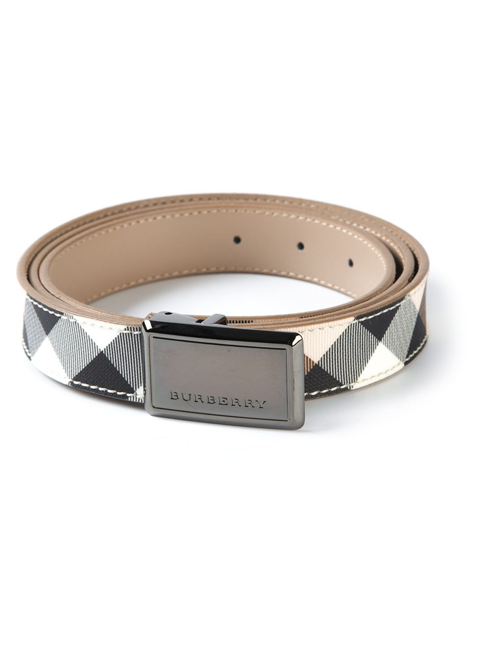 Burberry Checked Logo Belt in Blue for Men Lyst