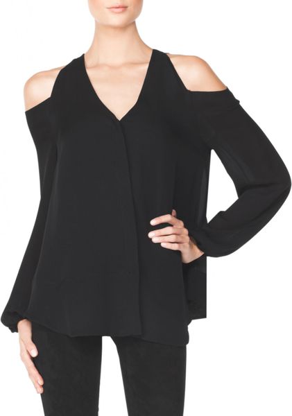 black shoulderless long sleeve top