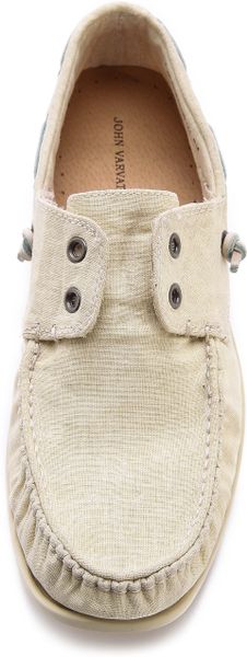 John Varvatos Schooner Boat Shoes in Beige for Men (Ivory