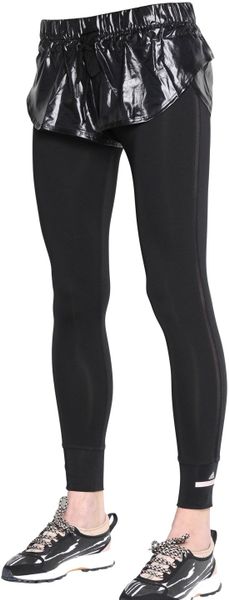 Adidas By Stella Mccartney Shiny Nylon Shorts & Microfiber