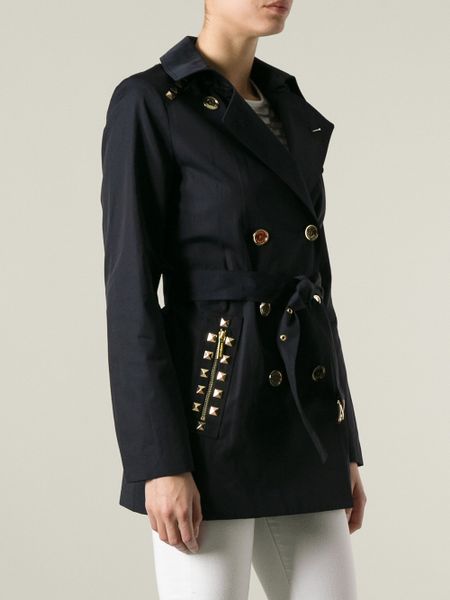 Michael Michael Kors Studded Trench Coat in Blue