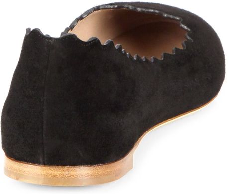 chloe scalloped suede ballet flats