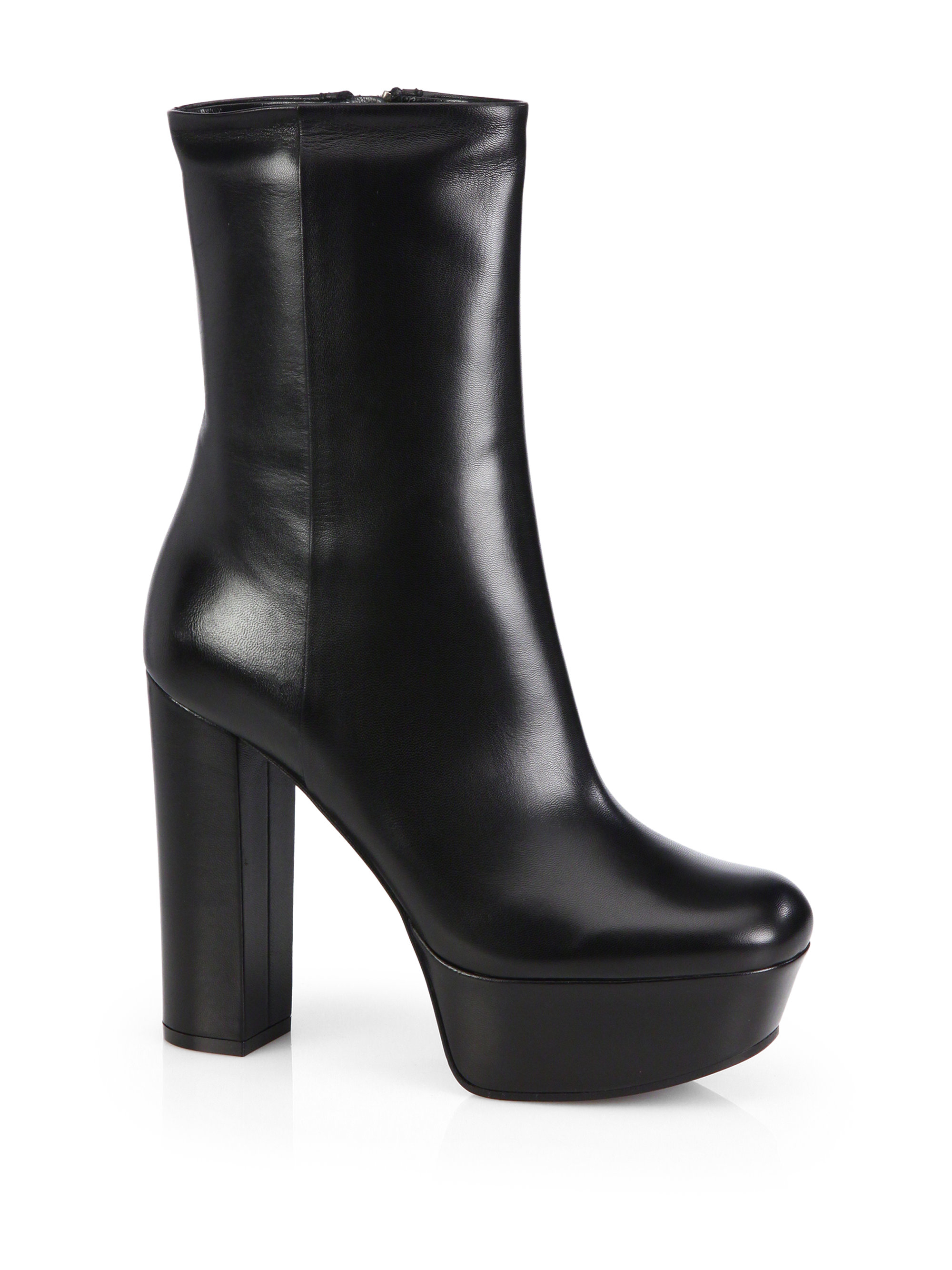 Gucci Leather Platform Ankle Boots in Black | Lyst