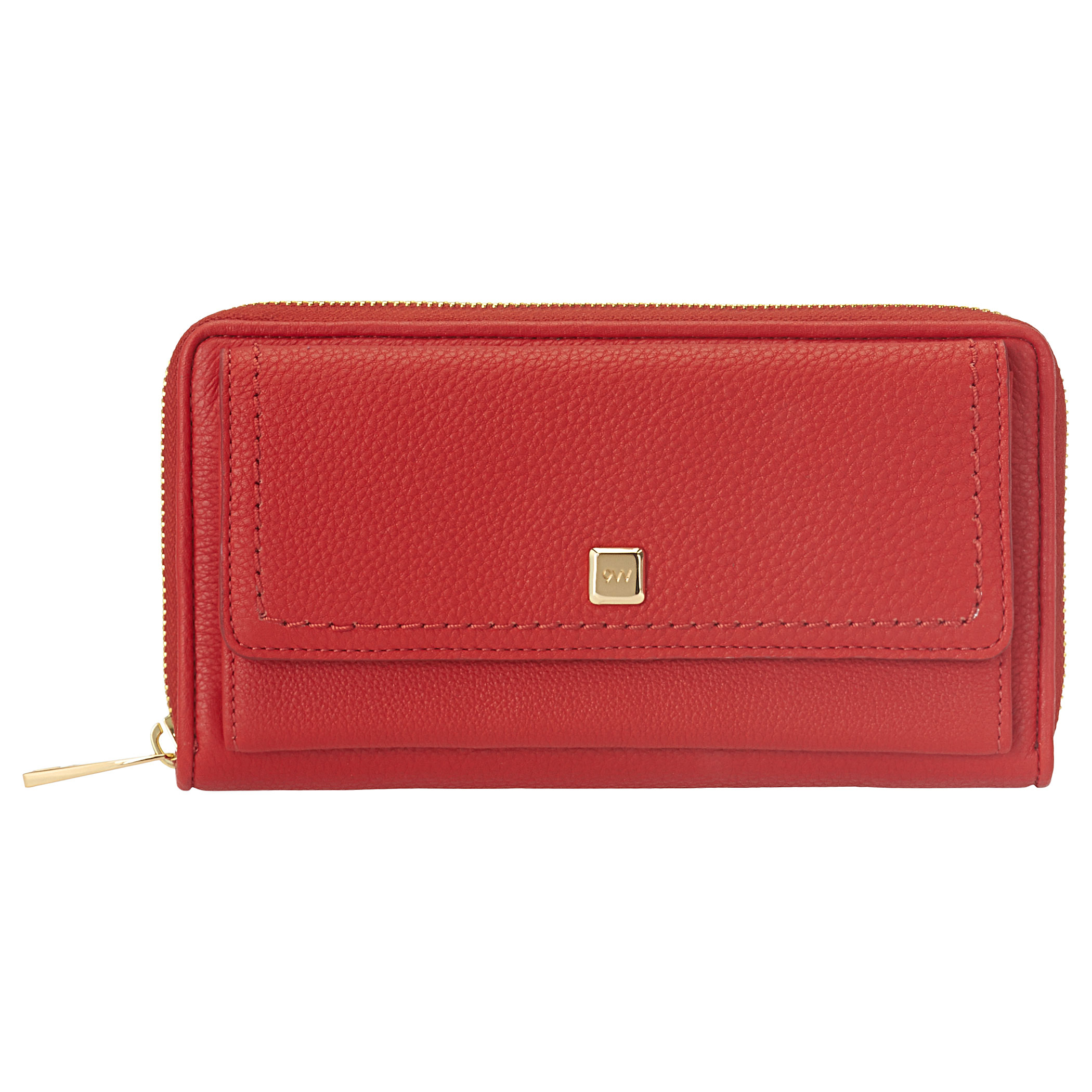 Nine West Mercer Pebbled Leather Zip Around Leather Wallet in Red