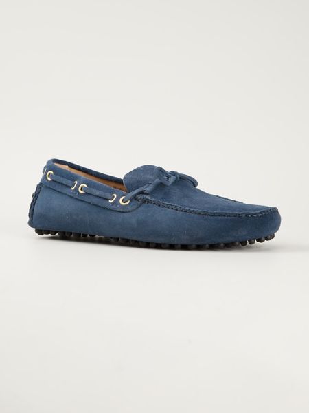 Car Shoe Bow Detail Driving Shoe in Blue for Men