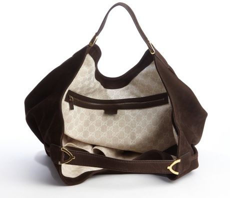 Gucci Chocolate Suede Large Hobo Bag in Brown | Lyst