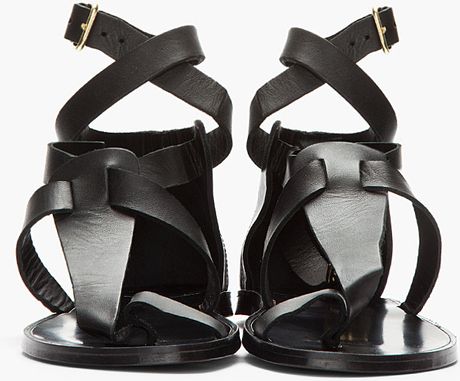Pierre Hardy Black Leather Dy02 Gladiator Sandals in Black for Men ...