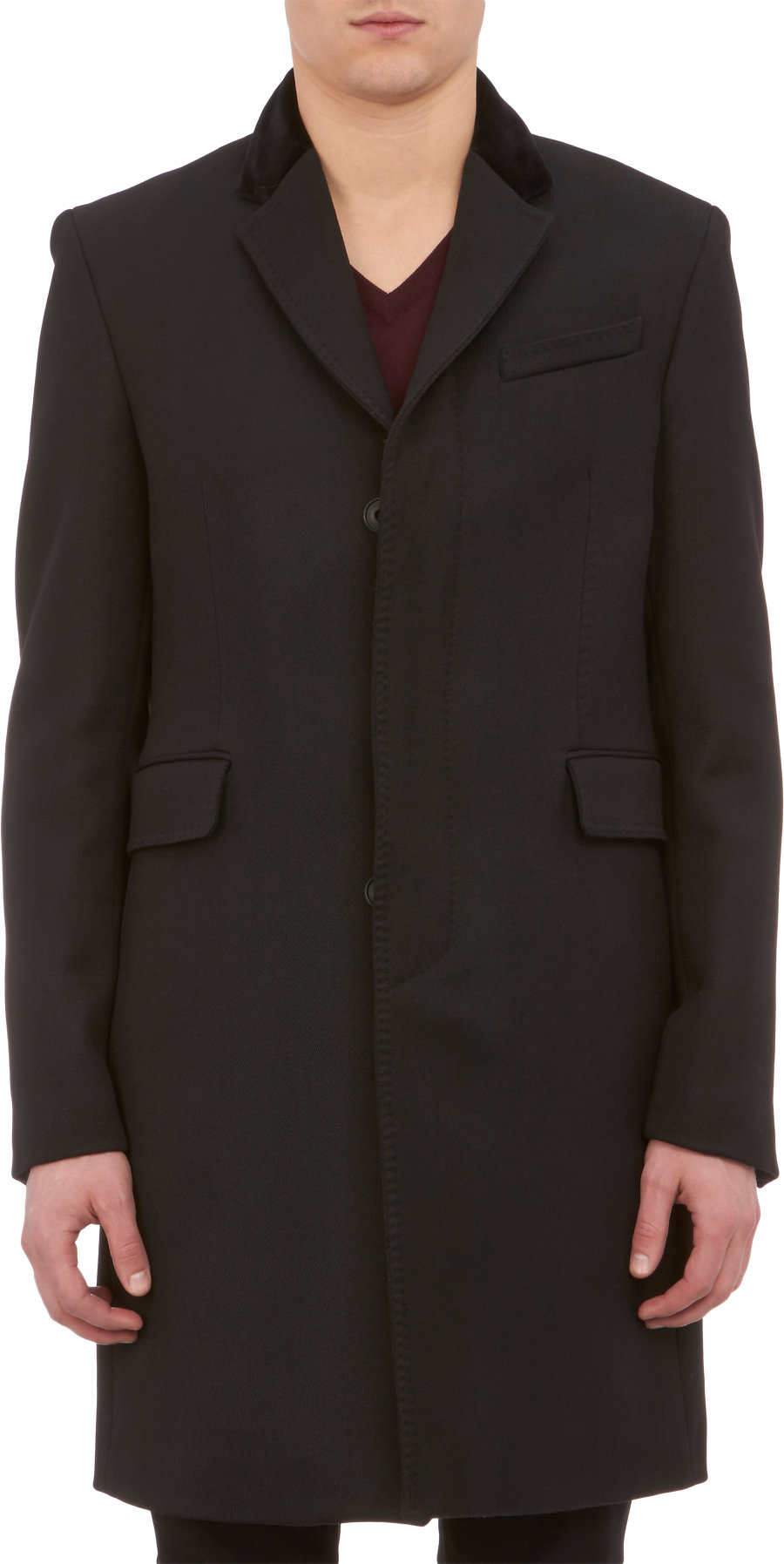 Burberry Velvet Top Collar Chesterfield Coat in Black for Men Lyst