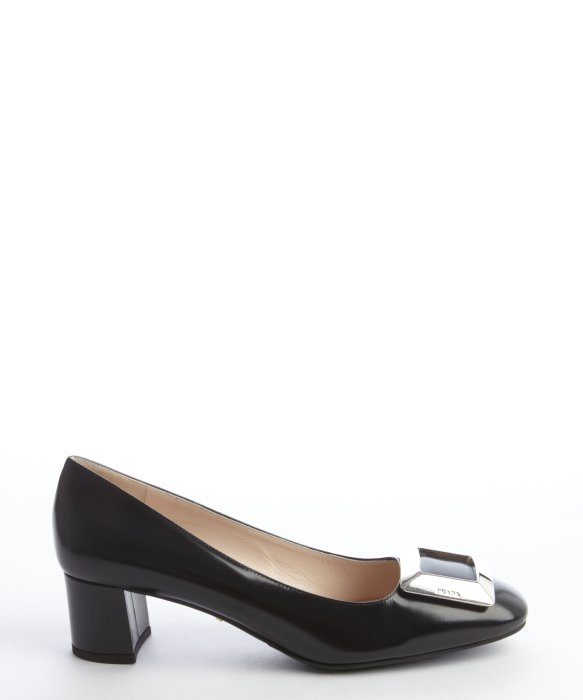 prada block heel leather loafers