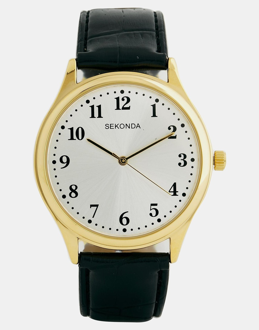 sekonda men's brown leather strap watch