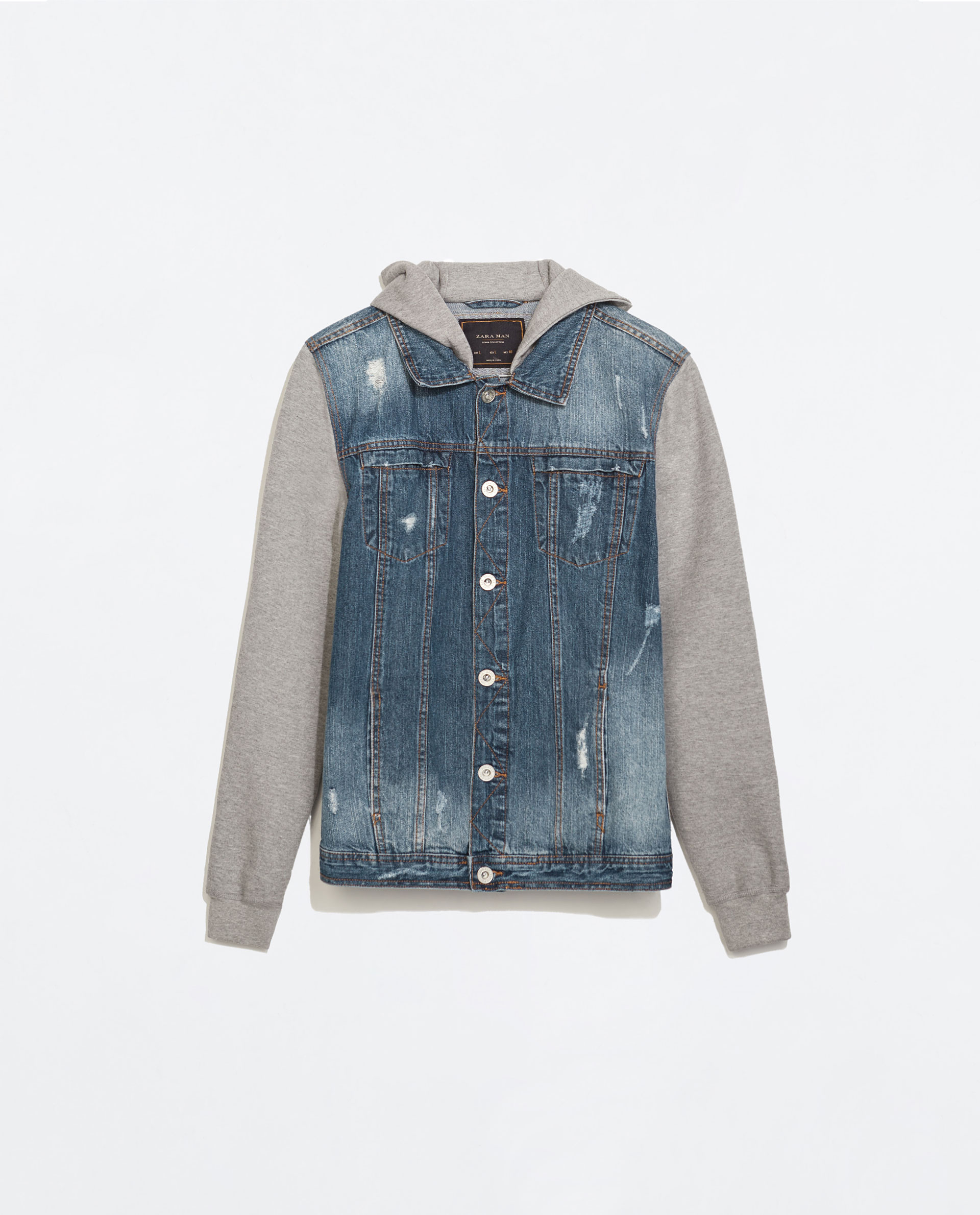 Zara Denim Jacket With Fleece Sleeves in Blue for Men (Midblue) Lyst