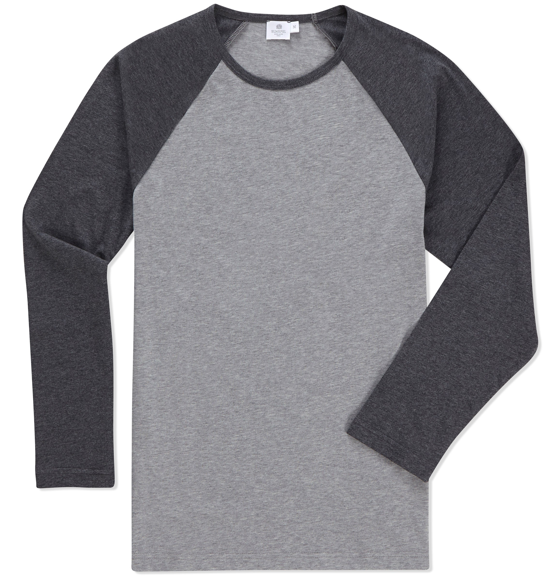Sunspel Long Sleeve Raglan Tshirt in Gray for Men (Grey / Charcoal