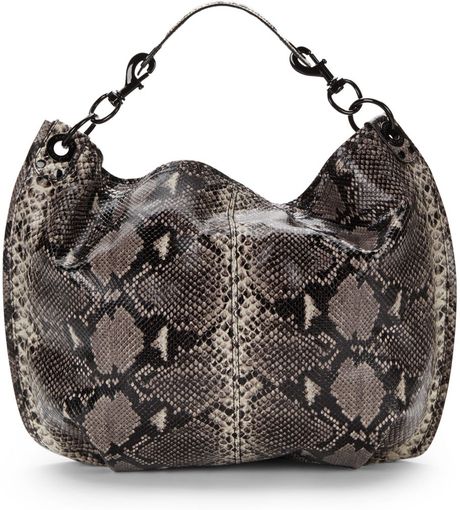 Rebecca Minkoff Luscious Pythonprint Leather Hobo Bag in Gray (natural