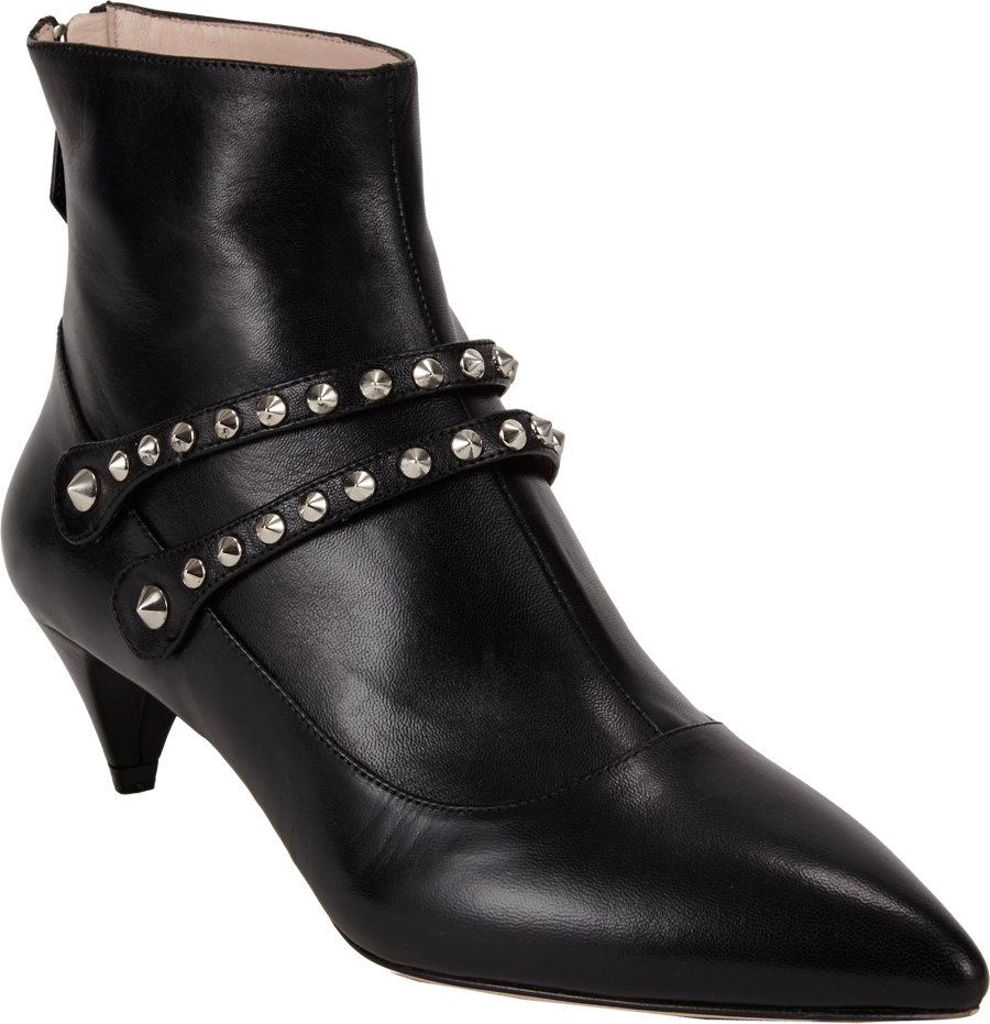 Miu Miu Studded DoubleStrap Ankle Boots in Black Lyst