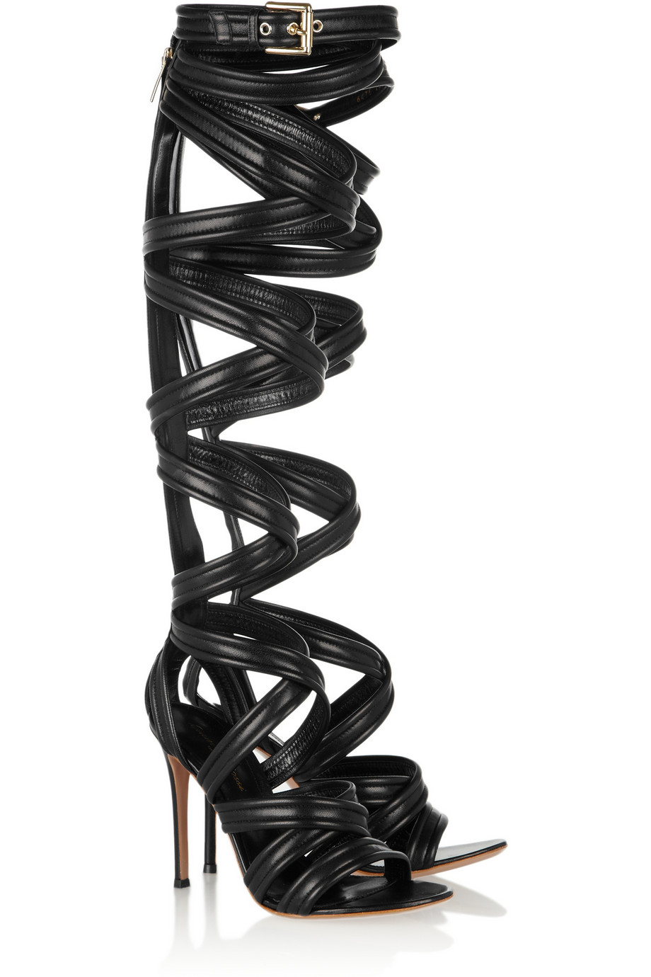 Gianvito Rossi Leather Gladiator Knee Sandals in Black | Lyst