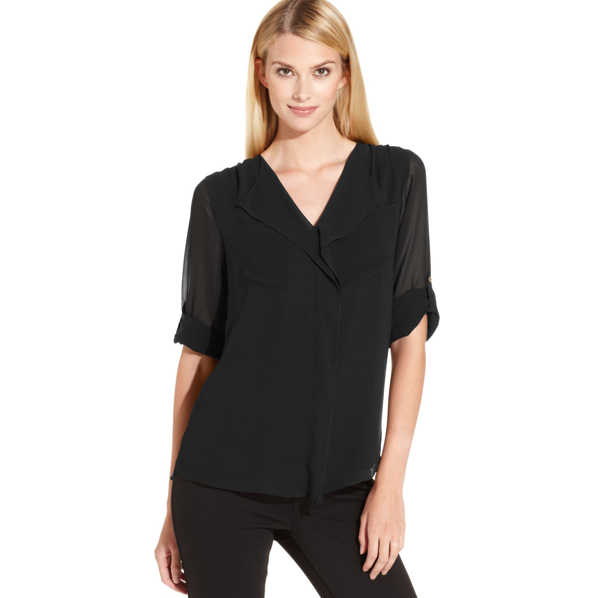 calvin klein ruffle sleeve