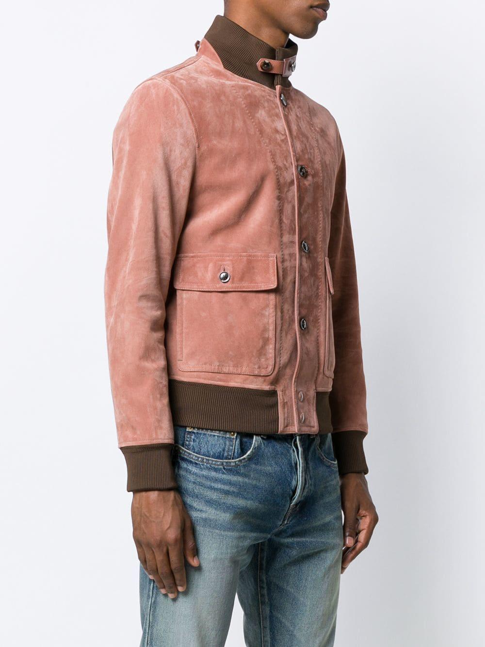 quality assurance TOM FORD Suede Bomber Jacket Pink FARFETCH