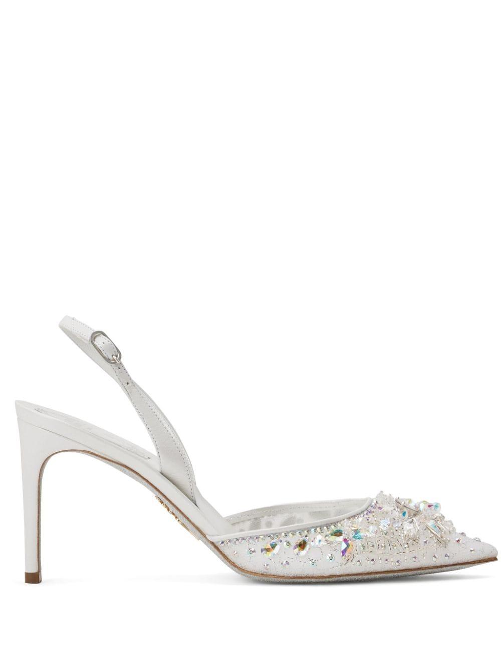 Rene Caovilla Cinderella Mm Leather Pumps In White Lyst