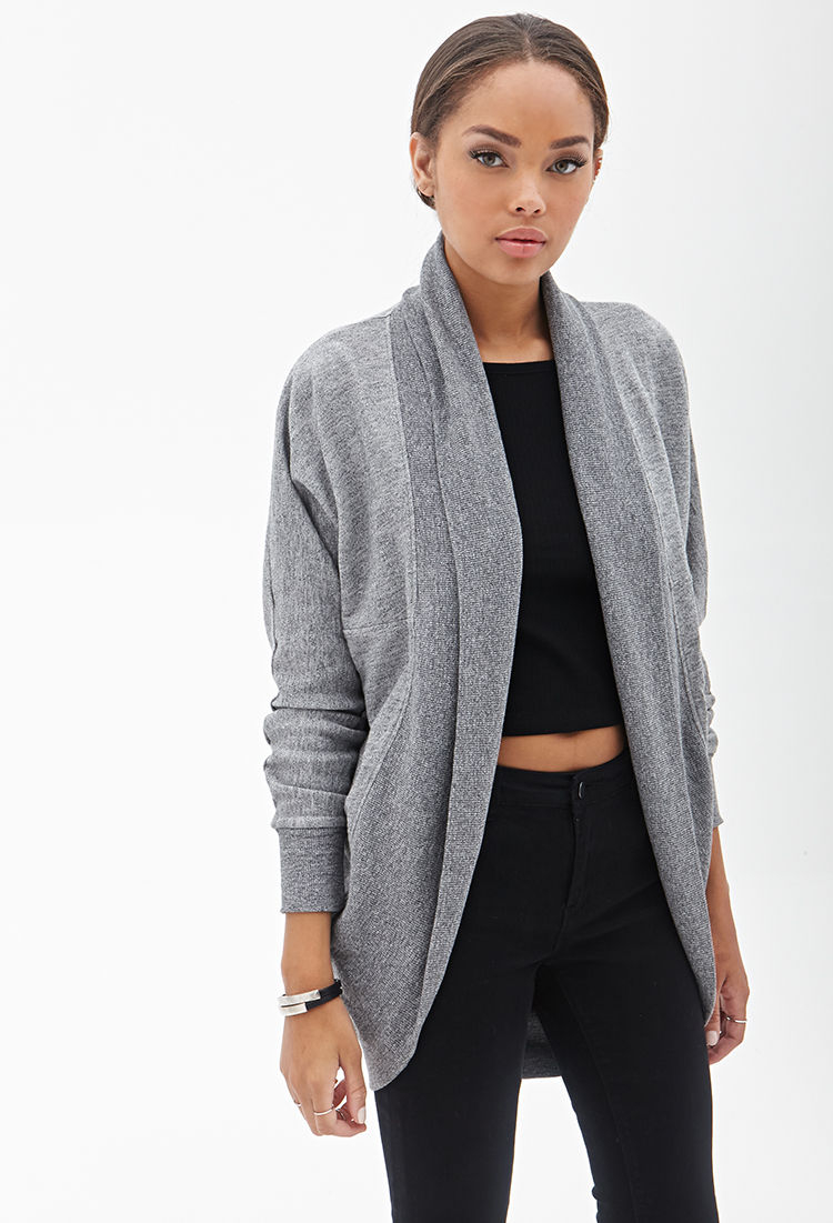 Forever 21 Heathered Dolman Cardigan in Gray (Heather grey)