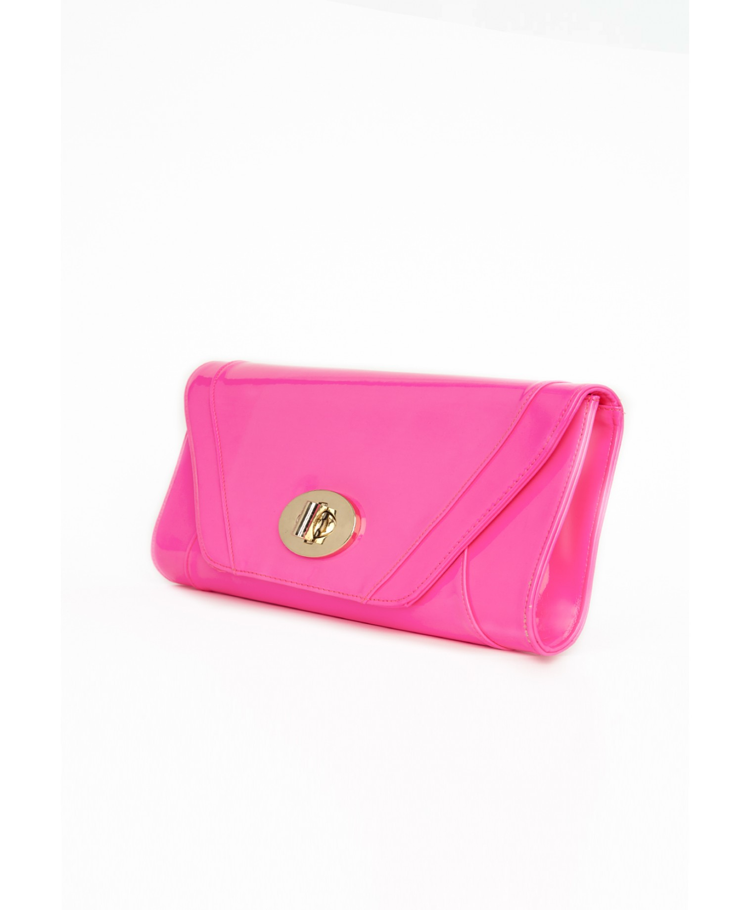 Missguided Chardae Neon Pink Patent Envelope Clutch Bag in Pink | Lyst