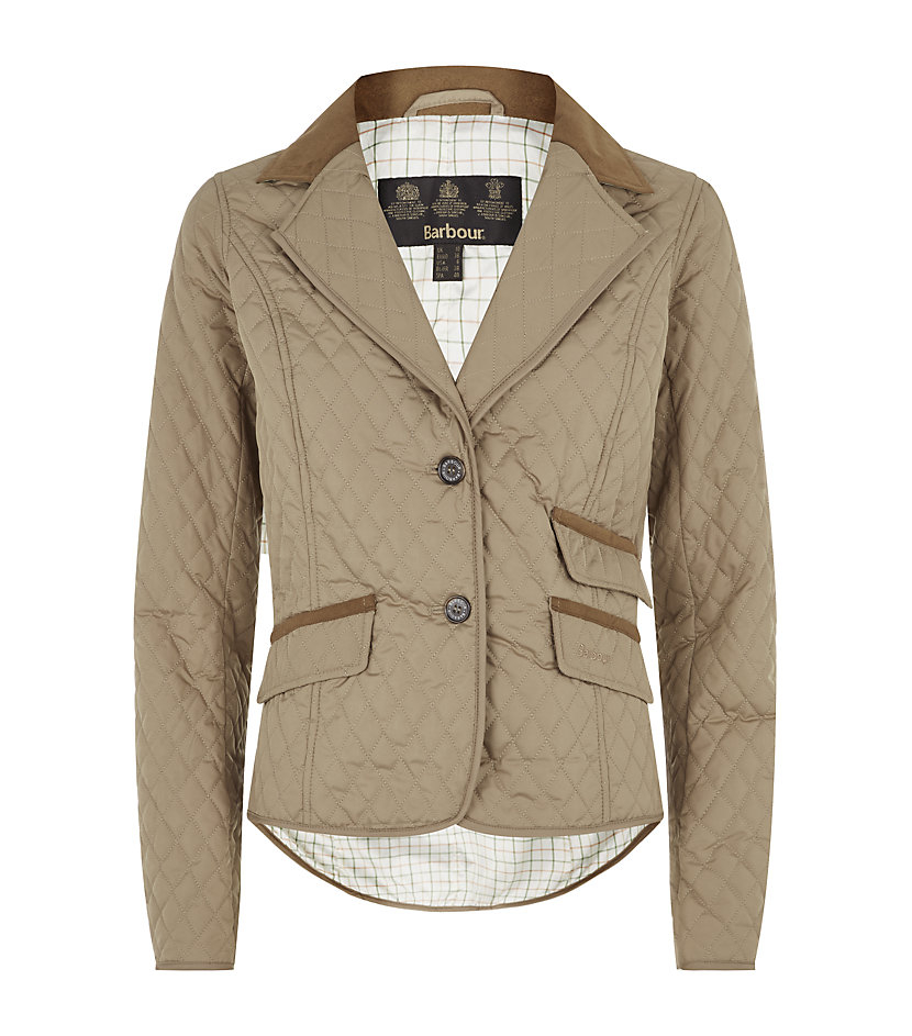 Barbour Downham Quilt Elbow Patch Jacket in Beige Lyst