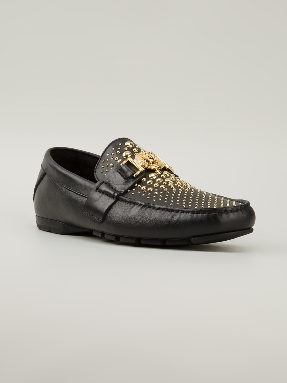 Versace Studded Car Shoes in Black for Men