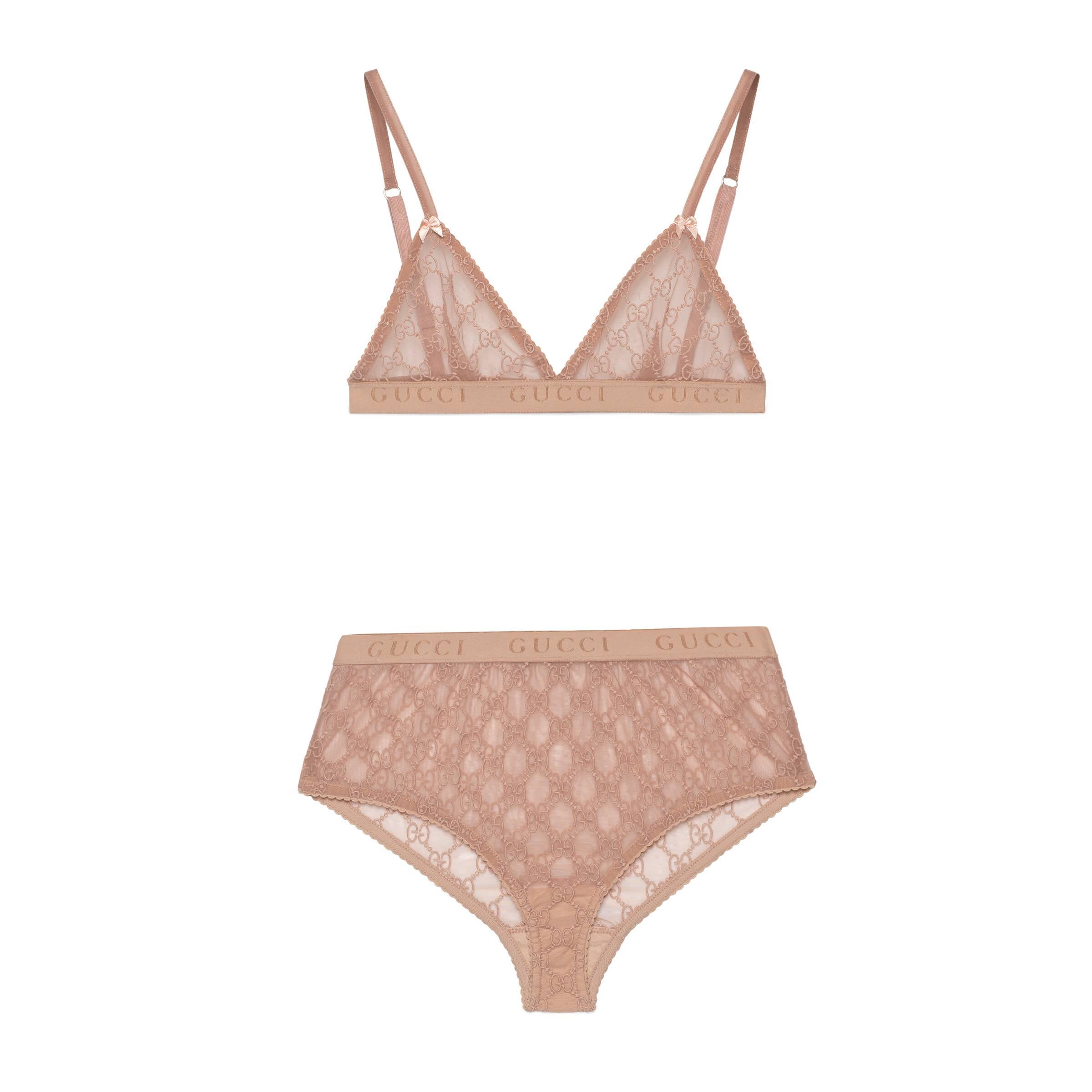 Gucci Gg Tulle Lingerie Set In Pink Lyst