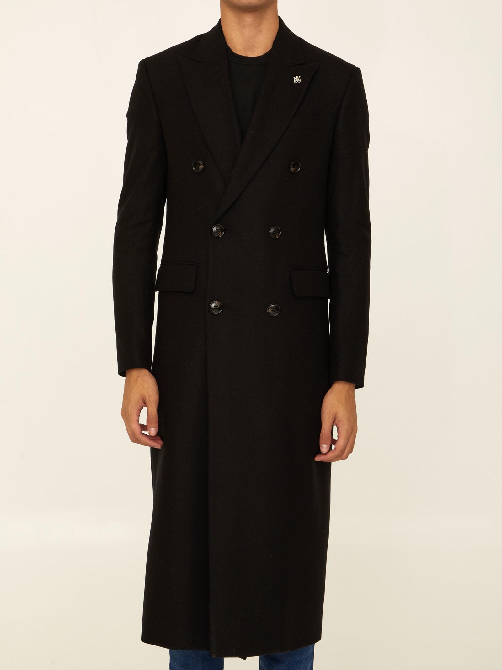 Amiri Double Breasted Black Coat For Men Lyst