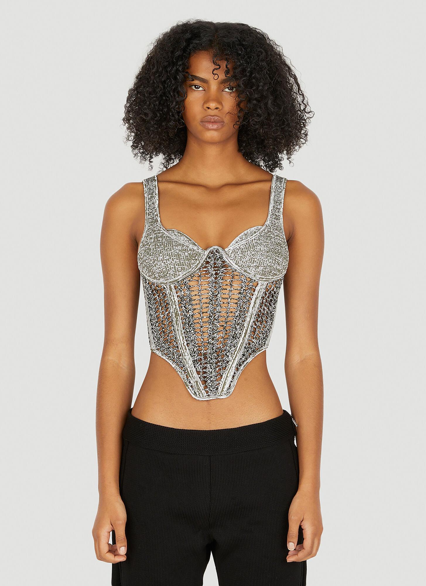 Dion Lee Crochet Corset Top In Black Lyst