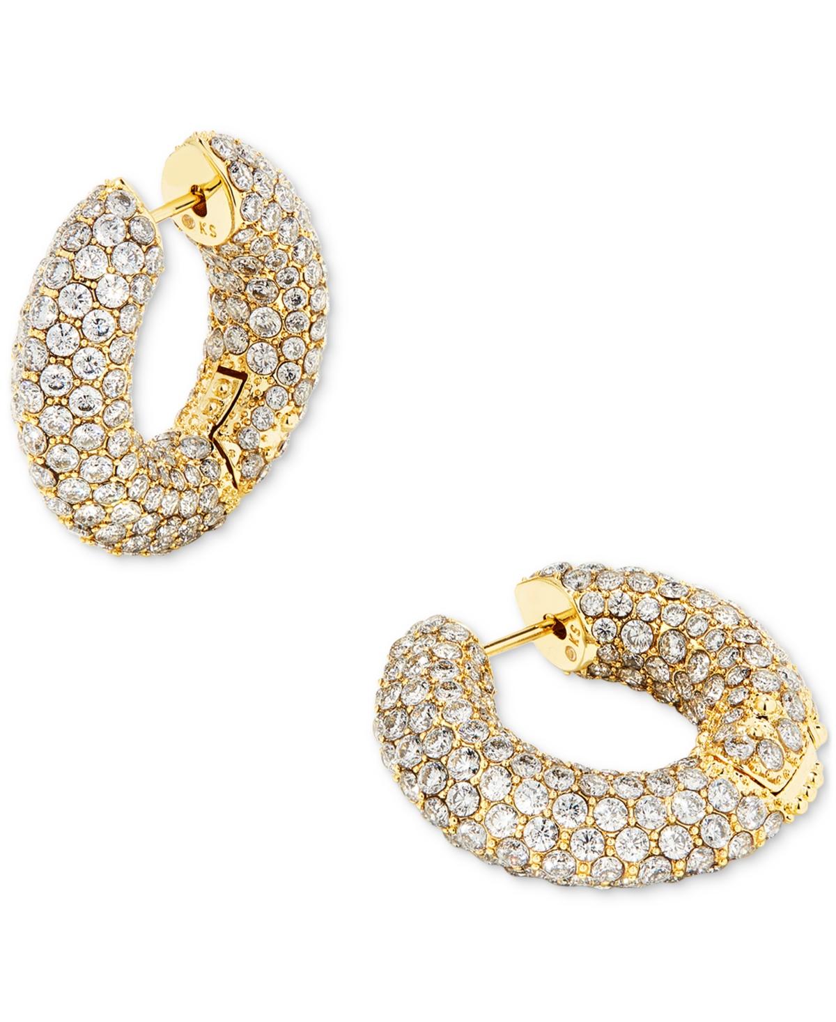 Kendra Scott Gold Tone Mikki Pave Small Hoop Earrings In Metallic Lyst