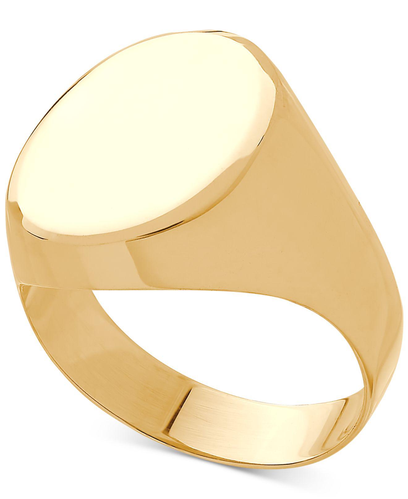 Macy S Polished Oval Signet Ring In K Gold In Yellow Gold Metallic