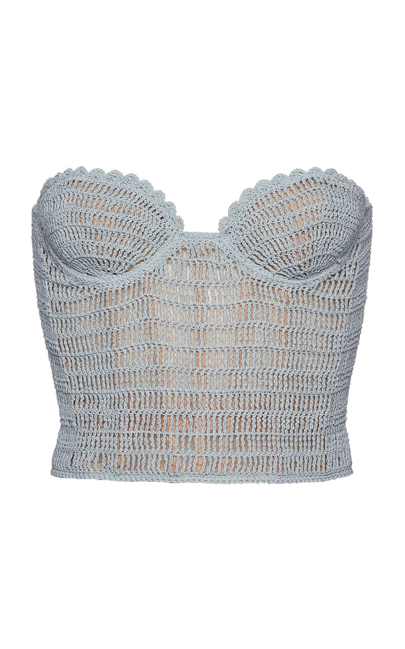 Magda Butrym Crochet Cotton Blend Corset Top In Gray Lyst