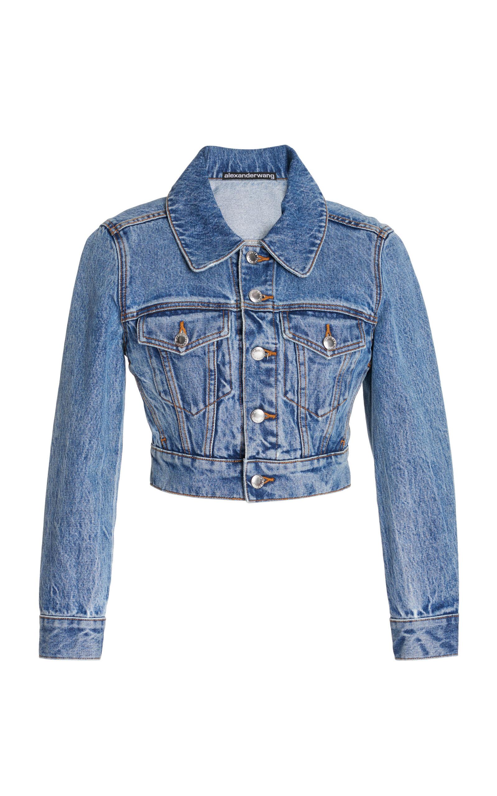 Alexander Wang Shrunken Trucker Denim Jacket In Blue Lyst