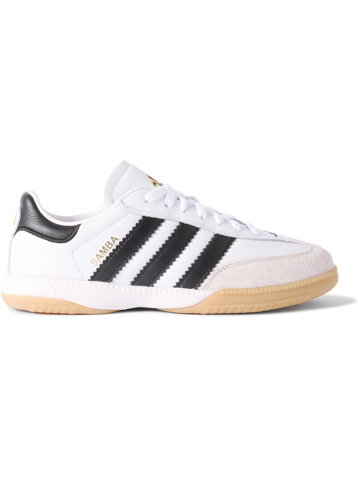 Adidas Originals Samba Mn Suede Trimmed Leather Sneakers In White For