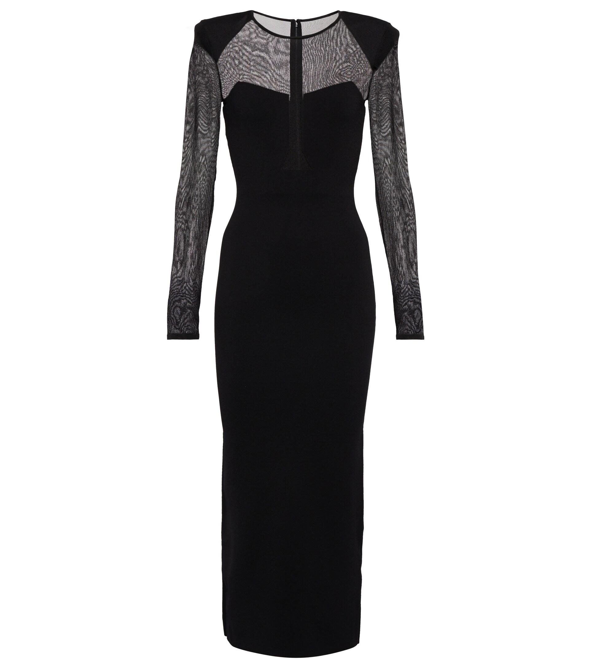 Roland Mouret Sheer Knit Midi Dress In Black Lyst