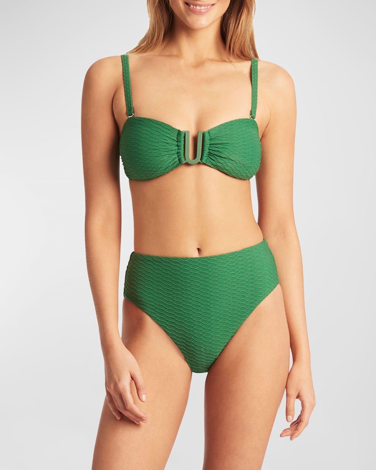 Sea Level Honeycomb U Bar Bandeau Bikini Top In Green Lyst